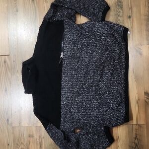 Varley Darwell Mock Neck Black Marled True Knit Mirage Pullover Sweater Zip  XS